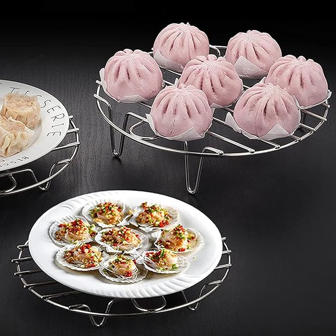 13.8" Round Cooking Rack Versatile Stainless Steel Grid Grill Steamer Rack, Fits Air Fryer Pot Pressure Cooker Canning