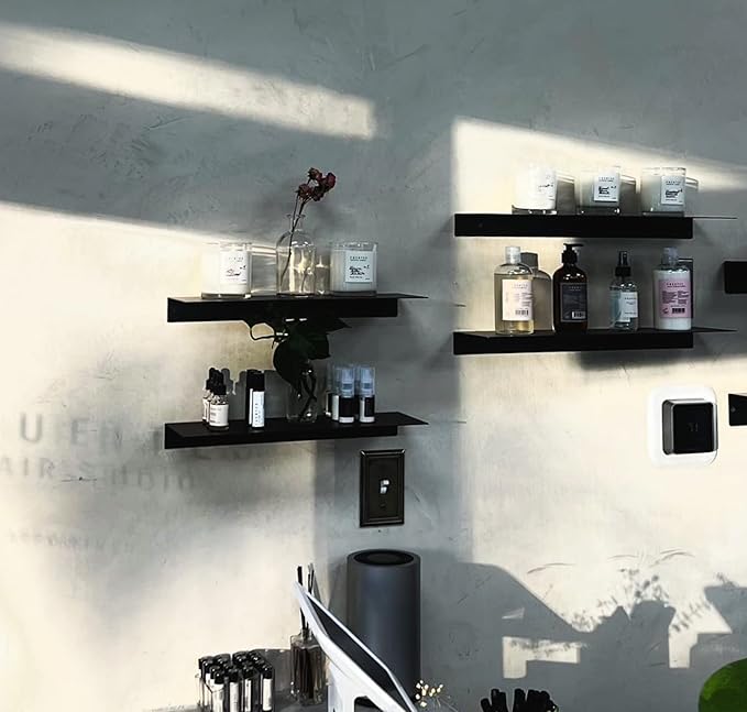 DIY CARTEL Made in USA Linear Floating Shelf - Steel/Metal - Professionally Powder Coated - Industrial Heavy Duty Wall Mounted Modern Rustic Shelf Ledge (24-in X 8-in Powder Coated Matte Black)