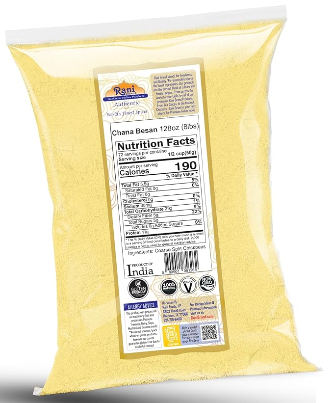 Rani Chana Besan (Chickpeas Flour, Gram) 128oz (8lbs) 3.63kg Bulk ~ All Natural | Vegan | Gluten Friendly | NON-GMO | Kosher | Indian Origin