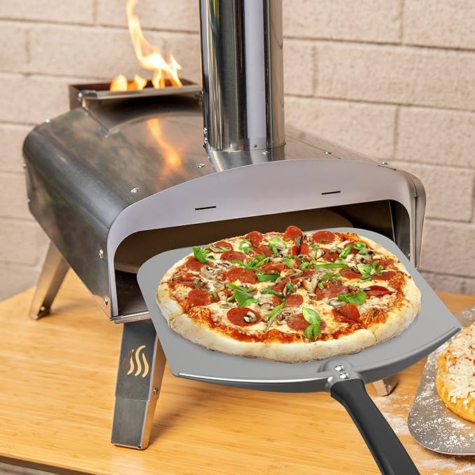 Q Pizza Aluminium Pizza Peel - 12" Metal Pizza Turning Paddle for Grill Oven - Pizza Spatula for Baking Bread Pastry Dough Pie & Cake, Pizza Accessory PT200