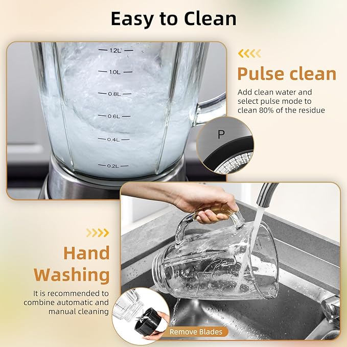 Uten 800 Watt Hight Speed Countertop Blender for Smoothies and Shakes, Ground Coffee Beans, 60 Oz Glass Jar, 5 Speed Settings and Pulse