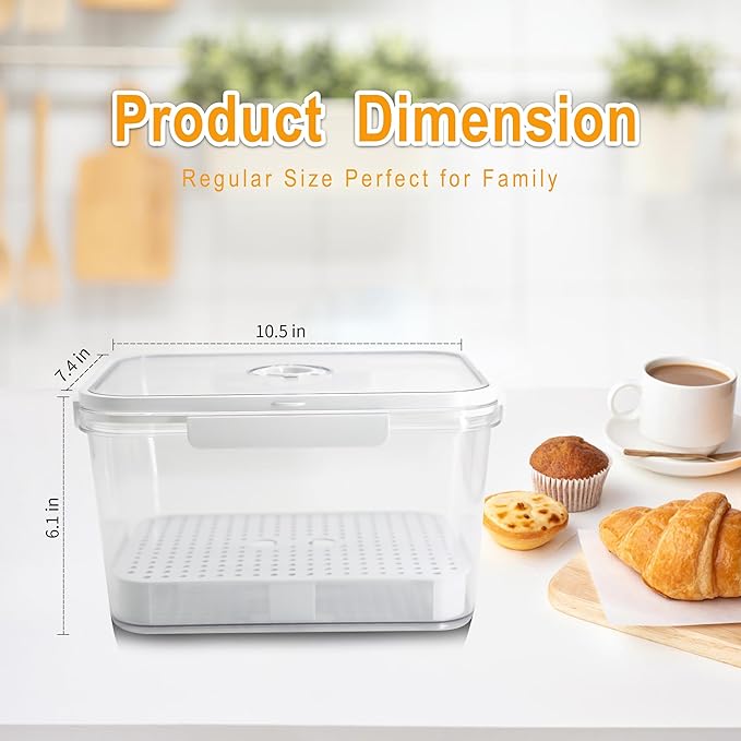 Portable Bread Box with Handles and Time Recording, Bread Storage Container for Kitchen Countertop, Breadbox Organizer Holder for Homemade Bread, Loaf Bread Keeper, Airtight Food Container Bin