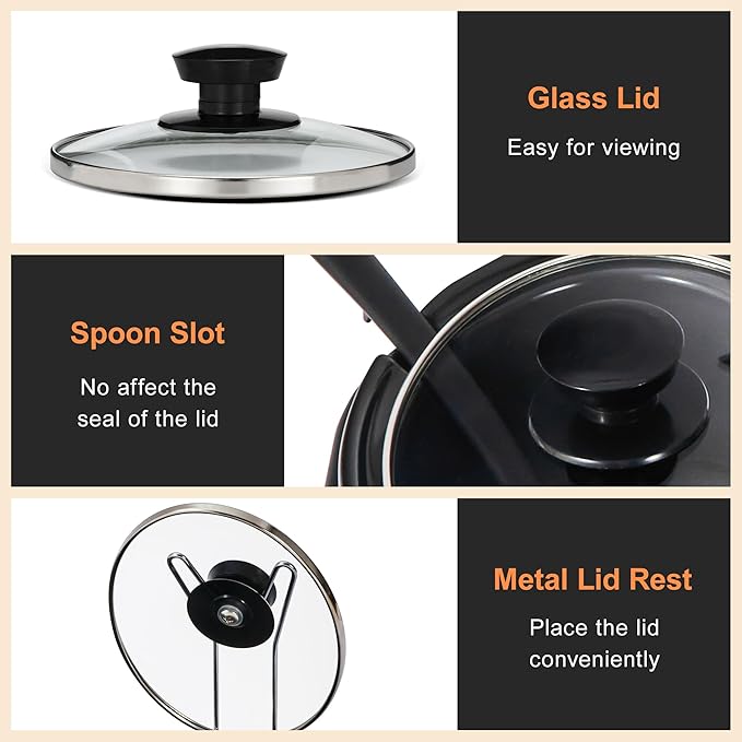 Triple Slow Cooker Buffet Server Food Warmer with 3 Adjustable Temperature Modes, Slow Cooker with 1.5 QT Ceramic Pot, Removeable Glass Lid and 3 PVC Spoons, Dishwasher Safe, Stainless Steel