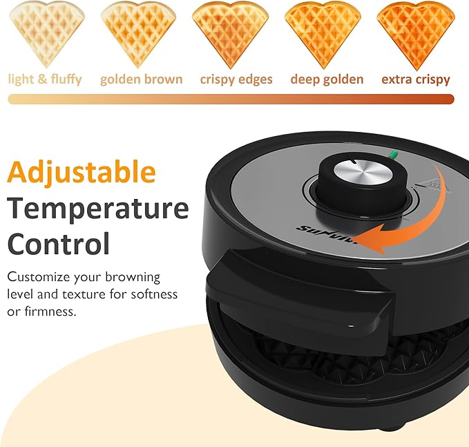 Sunvivi Heart Waffle Maker: 5 Heart Shaped Waffle Iron with Adjustable Temperature Control, Nonstick Waffle Machine with Indicator Light, Easy to Clean,The best gifts Her, Kids and Families