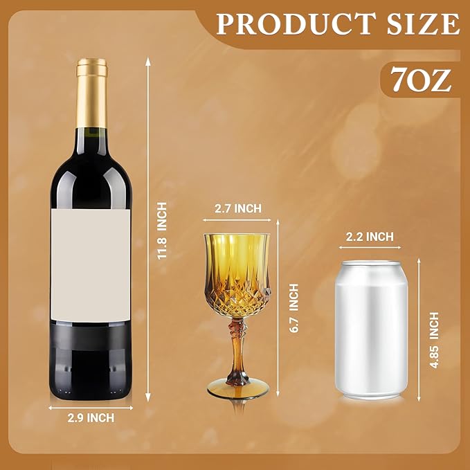 Plastic Wine Glasses，Plastic Goblets Vintage Style Cordial Drinking Glasses for Wedding Reception, Grand Event Party Supplies (12, Amber)