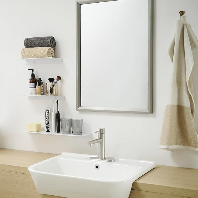 JOOM Metal Floating Shelf - Floating Shelf, Bathroom Shelf, Display Shelves for Wall Storage (White, 8Inch)