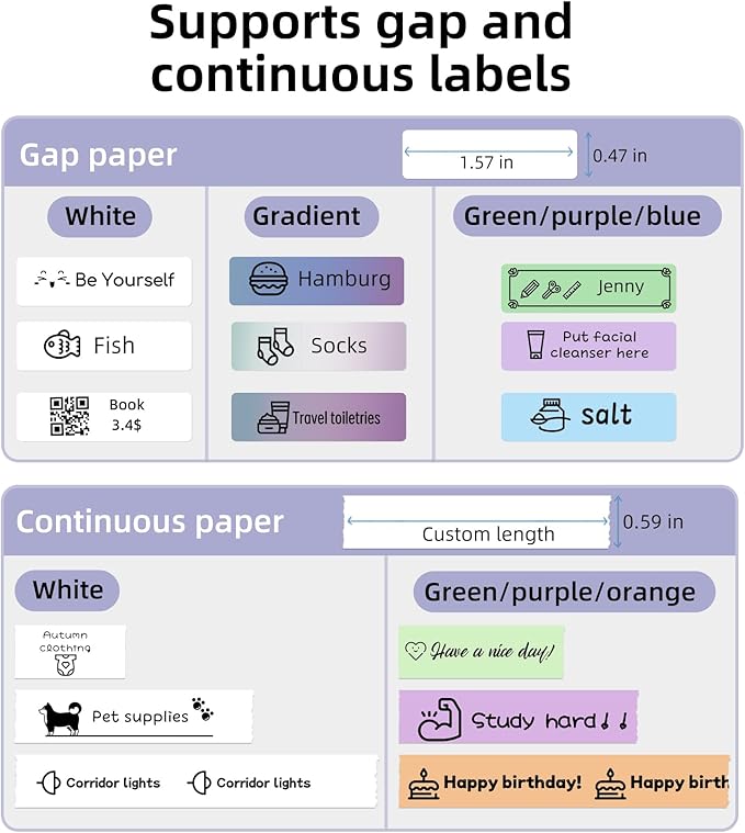 ORGSTA S001 Label Maker Machine with Tape, Portable Bluetooth Label Maker for Home and Office Organization, Thermal Label Printer Mini Sticker Maker with Multiple Templates, White