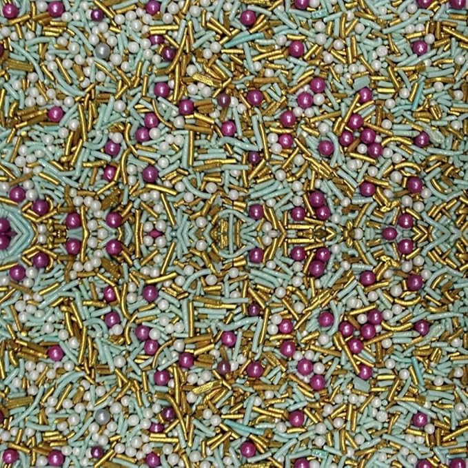 Confect Edible Sprinkles Mix – Gold, Mint, Pink & Pearl Sugar Confetti for Cake Decorating – Colorful Baking Topping for Cupcakes, Cookies, and Desserts | Vegan, Gluten-Free, Soy-Free, Dairy-Free, Palm Oil-Free – 4.2 Oz