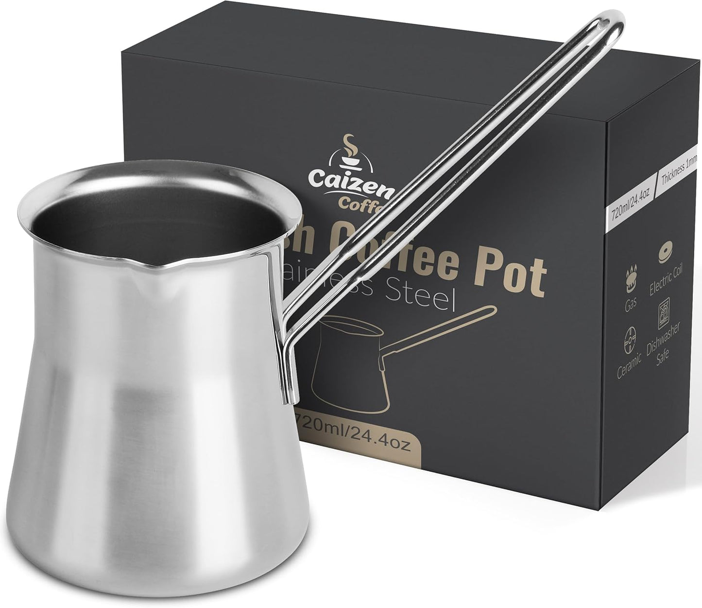 Quality Turkish Coffee Pot - Turkish Coffee Maker, Chai Pot, Arabic Coffee Pot, Briki Greek Coffee Pot, Greek Briki, Turkish Coffee Cezve, Turkish Coffee Pot Ibrik (24oz)