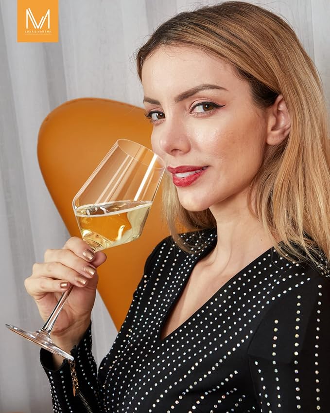 Red Wine Glasses Set of 4, Premium Crystal Wine Glasses Hand Blown,15 oz,Thin Rim,Long Stem,Perfect for Red or White,Daily Use,Unique Wedding Anniversary or Birthday Gift