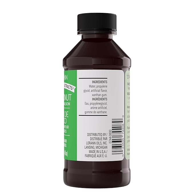 LorAnn Oils Coconut Bakery Emulsion: True Essence, Ideal for Boosting Fruit Tones in Cakes, Cookies & Desserts, Gluten-Free, Keto-Friendly, Extract Substitute Essential for Your Kitchen, 4 Oz