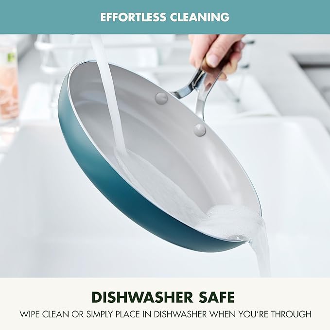 GreenPan Nova 10-Piece Cookware Pots & Pans Set, Oprah’s Favorite Things 2024, PFAS-Free Ceramic Nonstick, Fry, Sauté, Stockpot, Utensils, Lids, Induction Suitable, Dishwasher & Oven Safe, Deep Teal