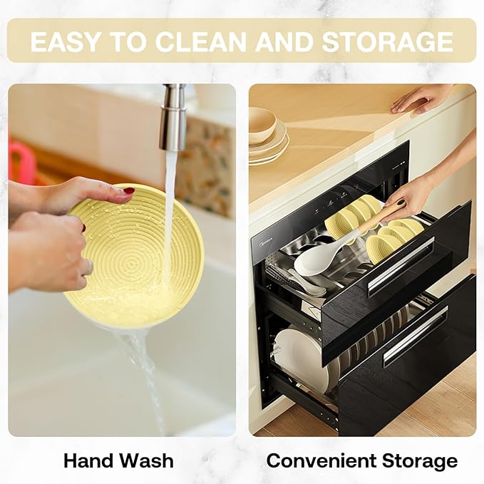 Silicone Banneton, Sourdough Bread Baskets (Set of 6, 5 Inch), Round Proofing Bread Bowls with Starter Kit, Bread Making Baking Supplies