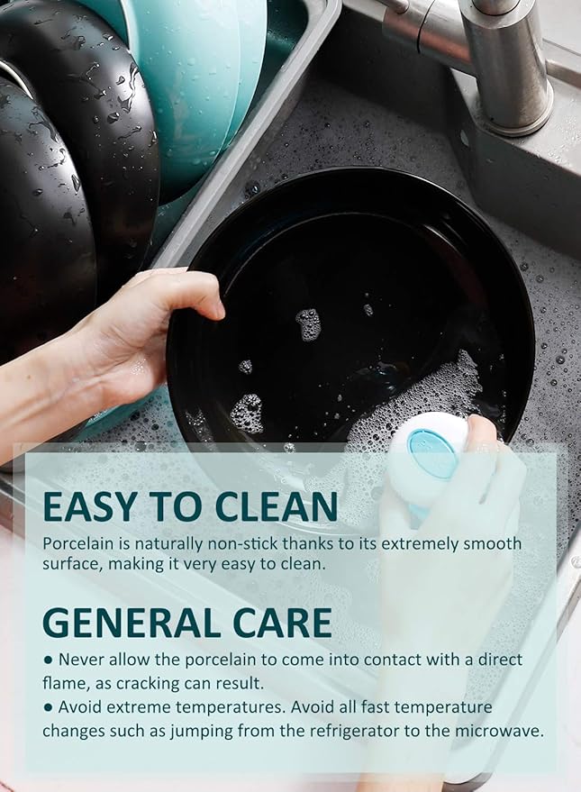 Teocera Matte Black Pasta Bowls Set of 4-35oz Large Oversized Porcelain Bowls for Spaghetti & Salad | Heat-Resistant, Chip-Resistant, Microwave & Dishwasher Safe | Smooth Non-Porous Surface