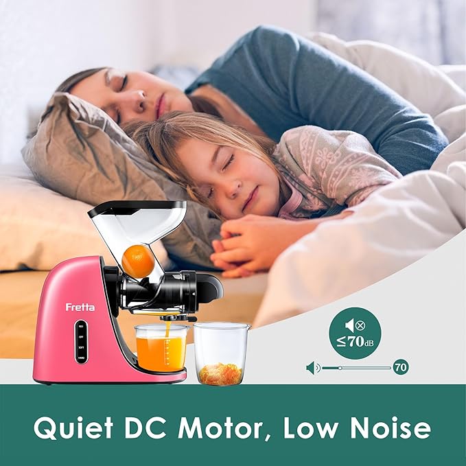 Slow Juicers, Cold Pressed Juicer Machine with 3-inch Large Feeding Chute,Masticating Juicer Machines Vegetable and Fruit,BPA Free, Powerfull 200w Motor(Pink)