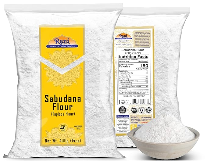 Rani Sabudana Flour (Tapioca/Sago Flour) 14oz (400g) ~ All Natural | Vegan | Gluten Friendly | NON-GMO | Kosher | Indian Origin