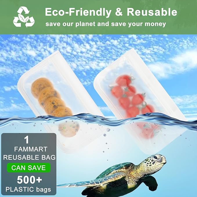 Clear Sandwich Bag/Snack Bag for Kids & Adults, Reusable Double Ziplock Cosmetic Bag,Makeup Travel Bag for Women Girls, Leakproof, Washable, Food Safe, BPA Free (2-Pack, Clear)