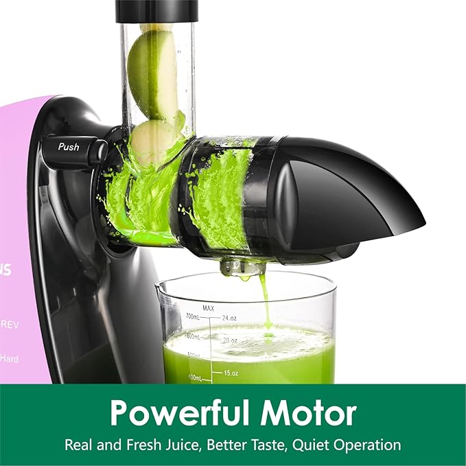 Slow Masticating Juicer,Brecious Cold Press Juicers with 2 Speed Modes & Quiet Motor,Juicers Machines Vegetable and Fruit with Reverse Function,Celery Juicer,BPA-Free,Easy to Clean (Purple）