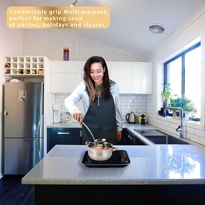 High Grade Soup Ladle,Cooking Ladle for Soup,Ergonomic Grip of Handle,Premium Stainless Steel Kitchen Spoon（Brashed)