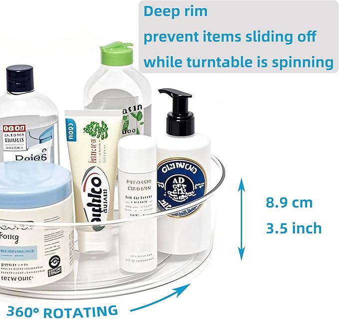 3 Pack Lazy Susan 11.5" Inch Turntable Organizer for Cabinet Pantry Organizers and Storage Organization Spinning Spice Rack Bins Rotating Condiment for Countertop Kitchen Sink