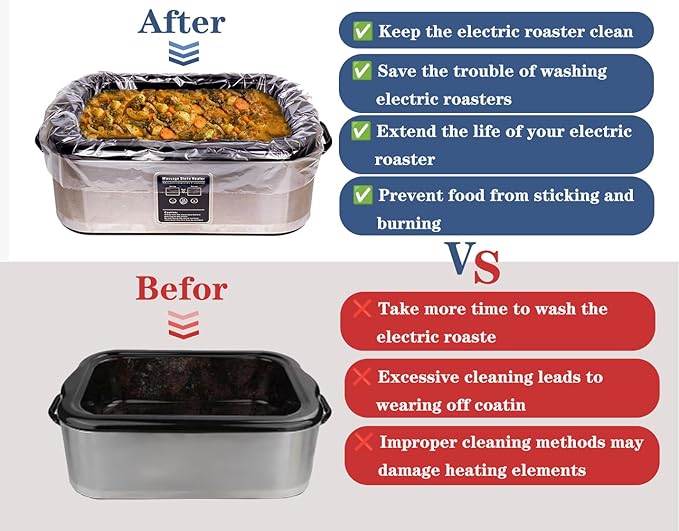 Electric Roaster Liners 34x18 Inch, 20 Pack Disposable Roaster Liners Fits 16-22 Qt Roasters, Heat-Resistant Roasting Oven Cooking Bags for Easy Cleanup