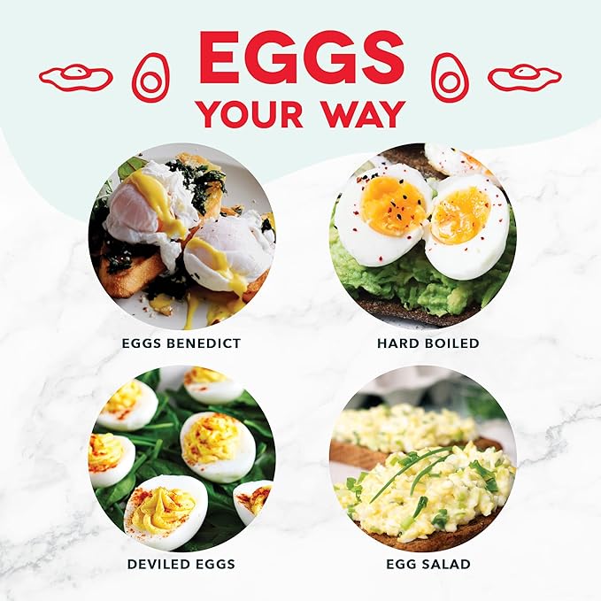 DASH Rapid Egg Cooker: 7 Egg Capacity Electric Egg Cooker for Hard Boiled Eggs, Poached Eggs, Scrambled Eggs, or Omelets with Auto Shut Off Feature - Red