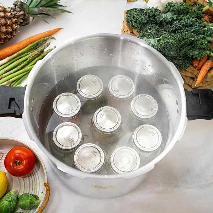 Barton Pressure Canner 22-Quart Capacity Pressure Cooker Built-in Pressure Gauge with (1) Rack, Aluminum Polished