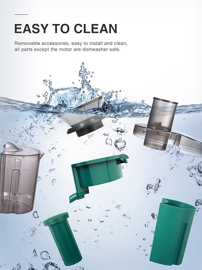 QCen Juicer Machine, 500W Centrifugal Juicer Extractor with Wide Mouth 3” Feed Chute for Fruit Vegetable, Easy to Clean, Stainless Steel, BPA-free (Green)