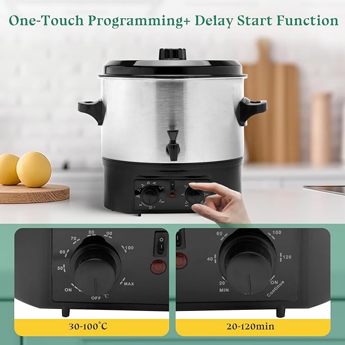 14.5QT Electric Water Bath Canner, 1500W Electric Canning Pot for Home Canning, Preserving Jars, Slow Cooking & More - Adjustable Temp & Timer, Safe & Easy-to-Use Electric Canner for Beginners & Pros