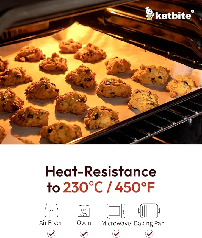 Katbite 16x24 inch Heavy Duty Parchment Paper Sheets, 100Pcs Precut Non-Stick Full Parchment Sheets for Baking, Cooking, Grilling, Frying and Steaming, Full Sheet Baking Pan Liners [Advanced Series]