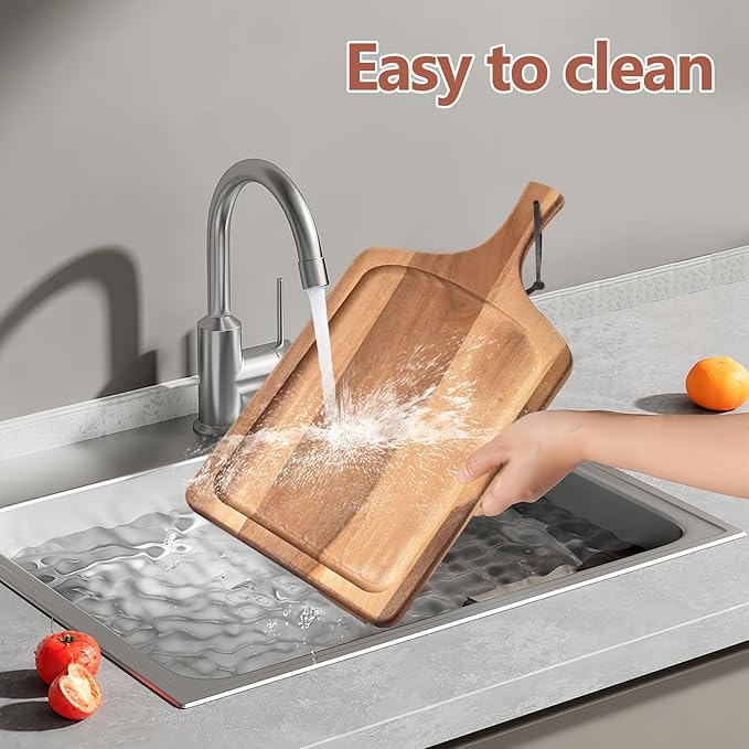 Acacia Wood Cutting Board with Handle, Wooden Chopping Board for Pizza Bread Cheese, Charcuterie Boards, Large Cutting Boards for Kitchen Decor, 17.7" X 9.8"