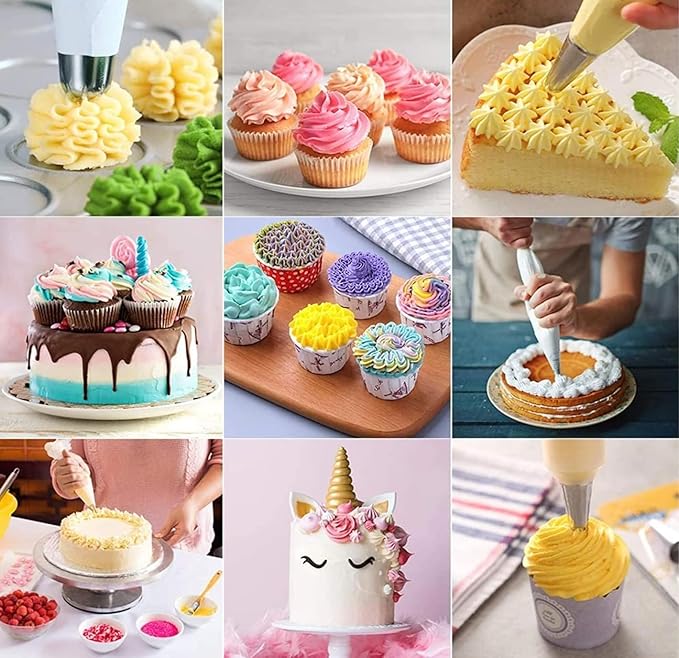zhonglinhua99pcs Cake Pan Set with Removable Base, Cake Decorating Supplies with 3 Nonstick Bakeware Springform Pans (8" 9" 10"), Numbered Icing Piping Tips and Other Baking Supplies for Cheesecake