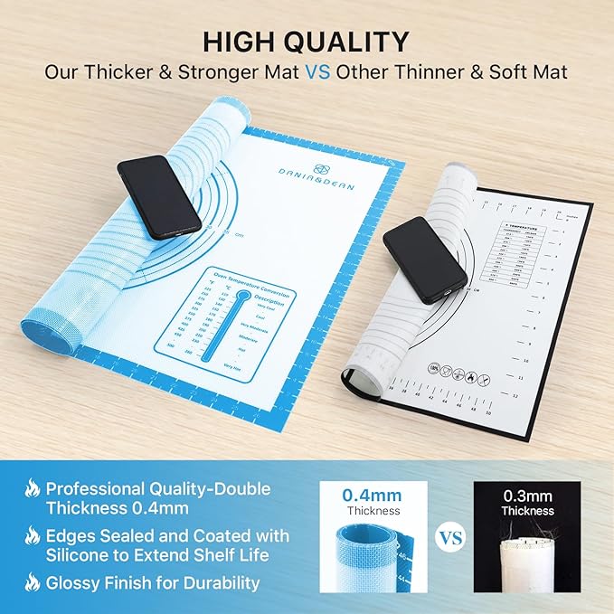 Silicone Pastry Mat,28" x 20" Nonstick Large Durable Silicone Sheet Mat with Measurement Non-slip Dough Rolling Mat for Pie Crust, Pizza, Cookies