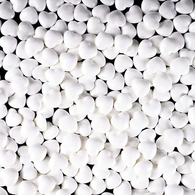 Kasvan White Heart Shapes Sprinkles - Edible Candy Pearls 130g/4.58 Oz, Mix Size, Baking Cake Decorations, Ice Cream Toppings and Cookie Decorating, Wedding Party Chirstmas Supplies (White)
