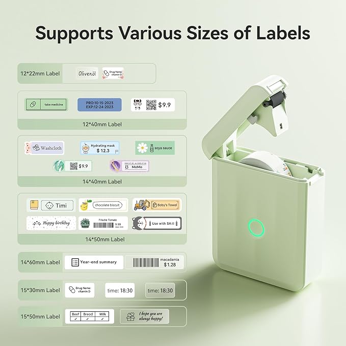 NIIMBOT D110 New Version Label Maker Machine with Tape, Handheld Bluetooth Label Printer, Mini Thermal Printer, Sticker Maker for Organizing Home Kitchen School, Green