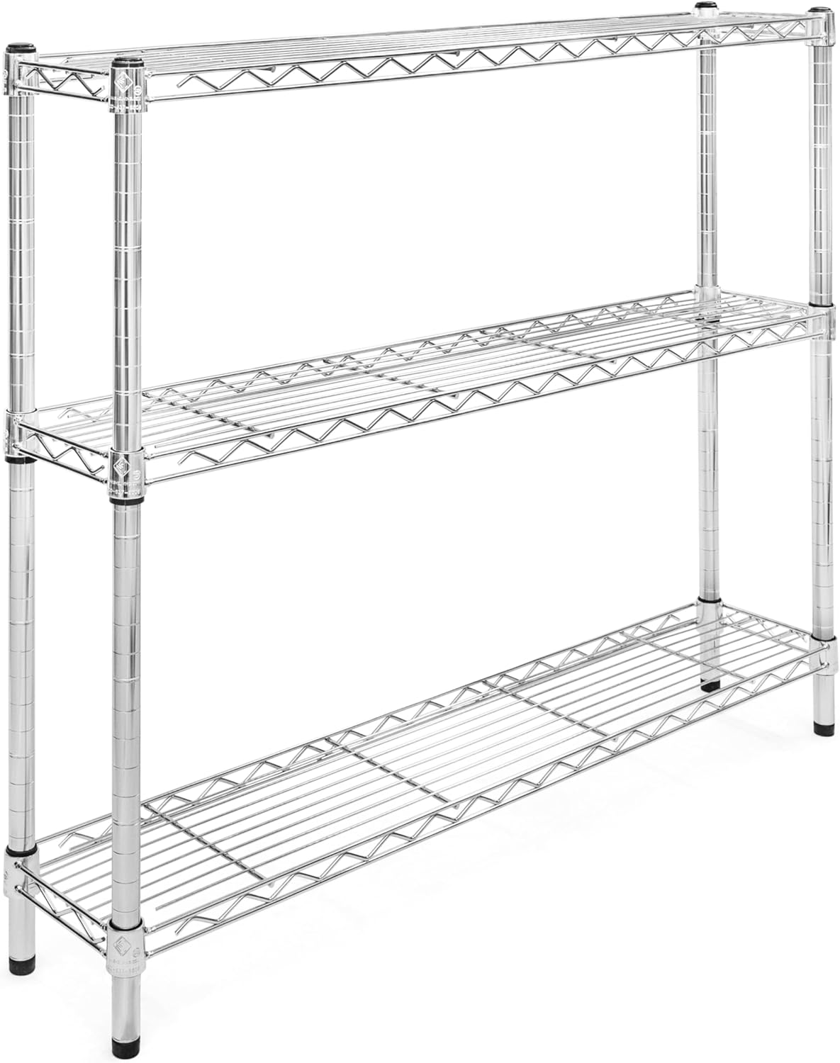 Shelving Inc. 8" d x 42" w Chrome Wire Shelving with 3 Tier Shelves, Weight Capacity 800lbs Per Shelf