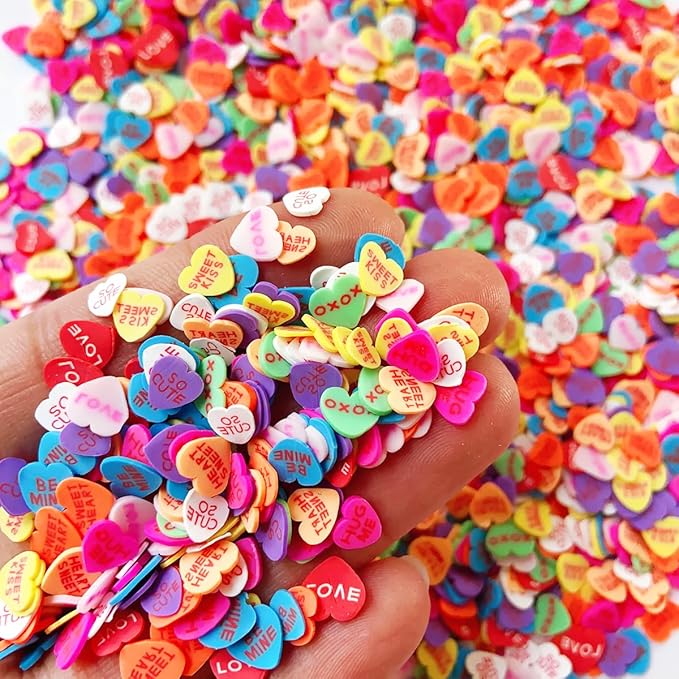 EHOPE Fake Sprinkles Resin Sprinkles Fake Candy Sprinkles Clay Sprinkles Polymer Sprinkles Polymer Clay Slices for Nail Art DIY Crafts Cake Phone Case(40G-Love Heart-47)