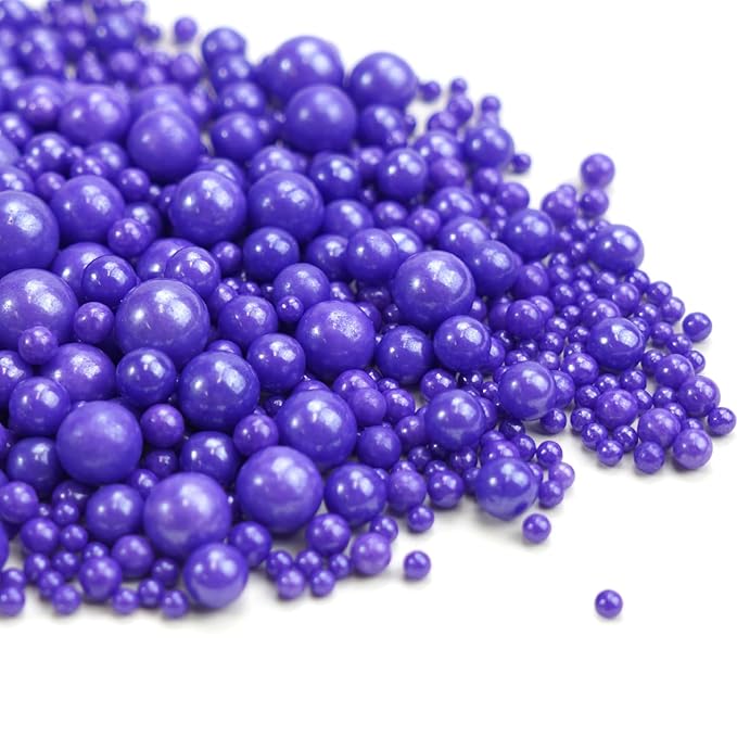 Dazzjoy Edible Pearl Purple Sugar Sprinkles, 130g/4.58oz, Purple Ball Pearls Sprinkles for Cake Decorating, Cupcake Toppers, Edible Cake Decoration