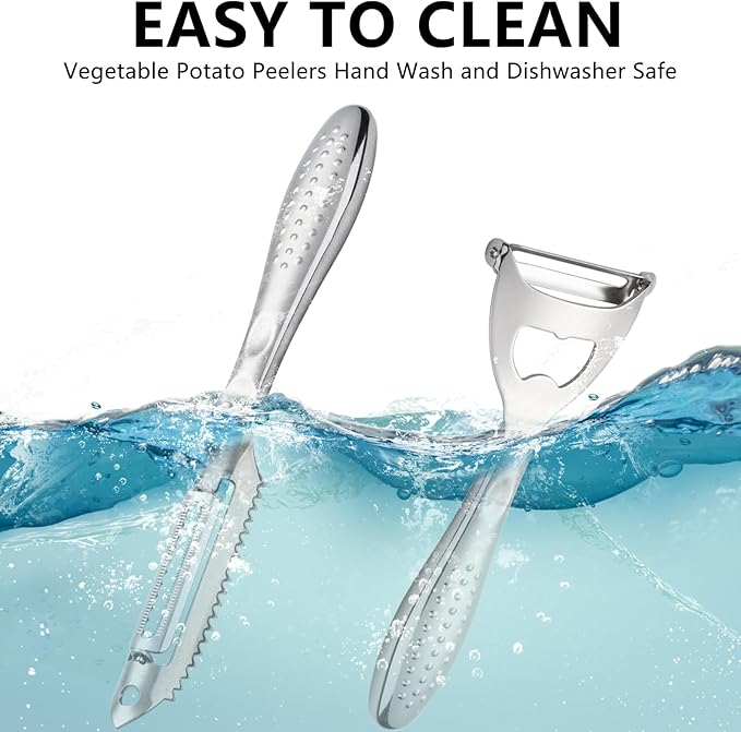 Potato Peelers Set of 2 Stainless Steel Peeler Y-Shaped and I-Shaped Peelers,Vegetable Carrot Fruit Peelers for Home kitchen (Silver2)