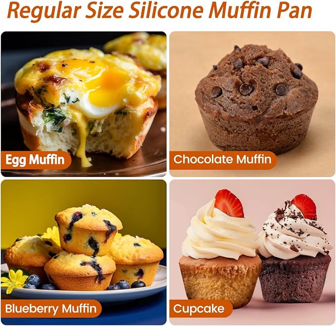 CAKETIME Silicone Muffin Pan- 24 Cups Mini Muffin Pan, Regular 12 Cups Cupcake Pan, 12 Cups Mini Loaf Pan Bakeware Sets