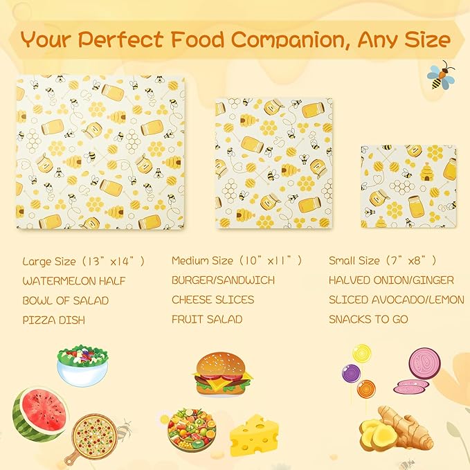 Reusable Beeswax Bread Bags & Food Wraps – Sustainable Kitchen Storage for Homemade Bread, Organic Cotton Bags for Fresh Food