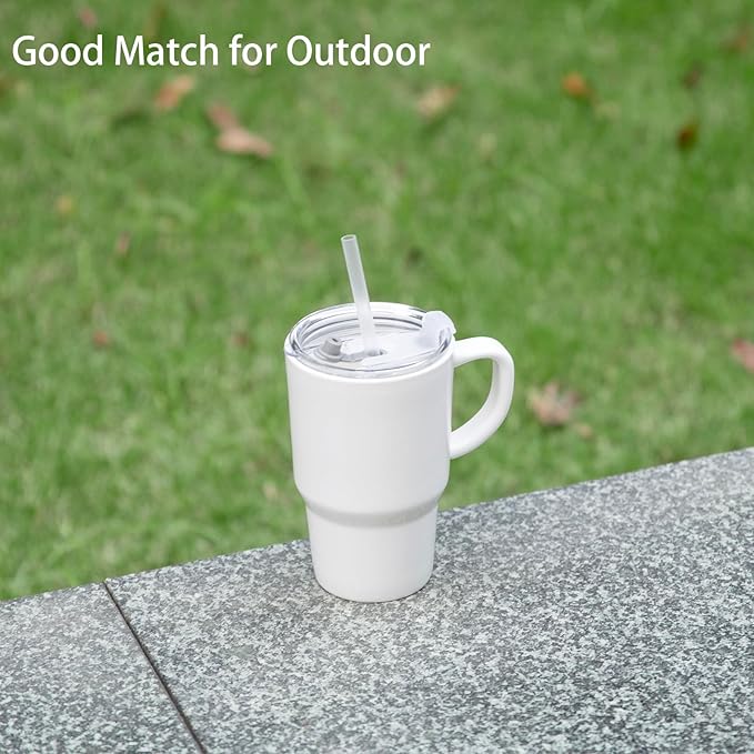 Sweejar Ceramic Travel Mug with Lid, 16 oz Portable Coffee Mug, Dishwasher Safe Tea Cup with Infuser, Reusable Teacup for Car Cup Holder, Tea Lovers(White)