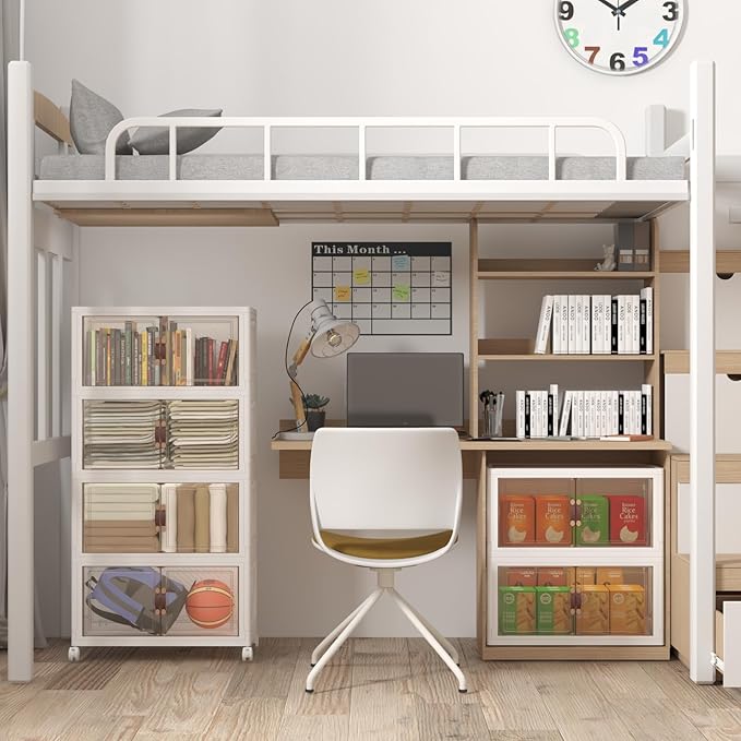 Extra Large Stackable Storage Bins with Lids and Wheels, Foldable Collapsible Closet Organizers,480QT-120QT/30GAL*4Pack Plastic Stackable Storage drawers for bedroom Dorm