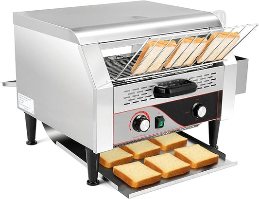 WICHEMI Commercial Toaster 450 Slices/Hour Commercial Conveyor Toaster Electric Stainless Steel Heavy Duty for Restaurant Bun Bagel Bread, 2600W