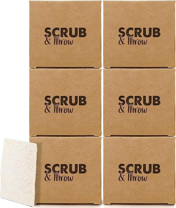 Scrub & Throw Natural Loofah Sponges, Multipurpose Dish Cleaning Tools (Pack of 180) for Kitchen, Bathroom, and Household Use - Non-Scratch