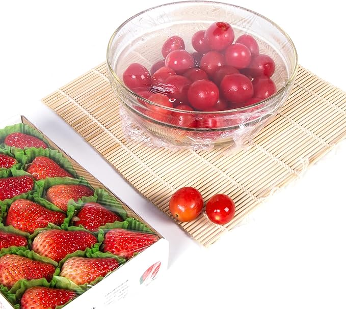 100% Compostable Plastic Cling Wrap Dispenser With Slide Cutter 12 inch Food Service Cling Film Wrap Roll - 12" x 360 Ft ECO friendly Food Wrap(The Slide Cutter stored in The Inner core of The roll)