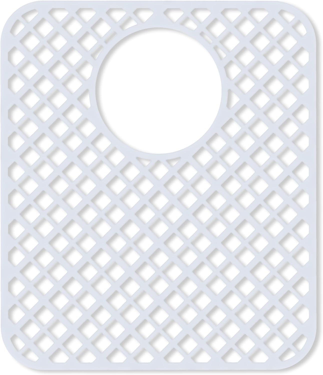 2 Pack Silicone Sink Protectors for Kitchen Sink, Lozenge Pattern 13 x 11 Inches Sink Mat, Non-Slip and Durable Sink Protector Silicone, Rear Drain, White
