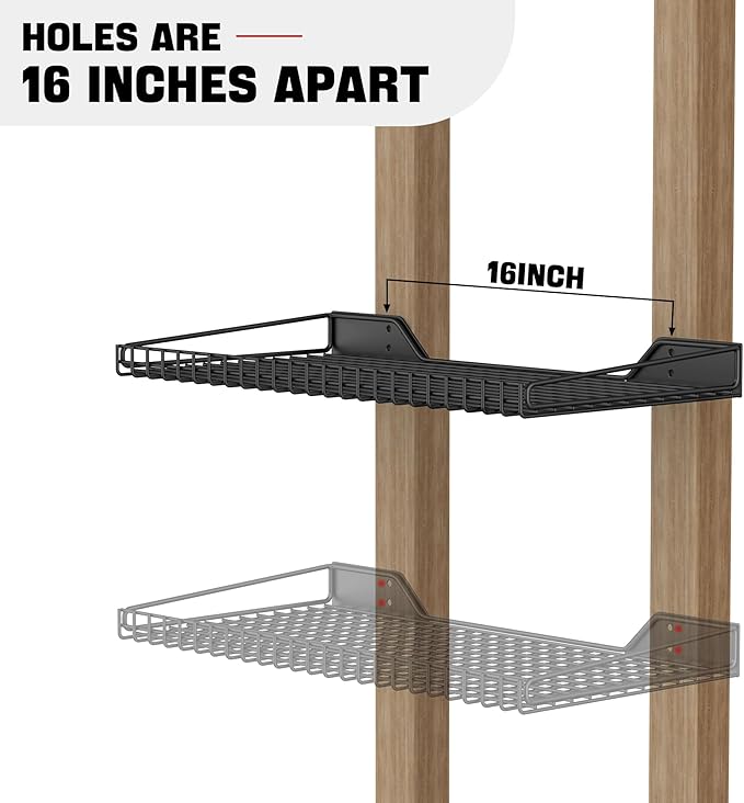 Ultrawall Wall Mounted Storage Shelf for Garage, 4 Pack Metal Shelf Rack, Heavy-Duty Wall Organizer Shelves Suitable for Shop, Shed, Garage 23.5inch x 12inch(Black)