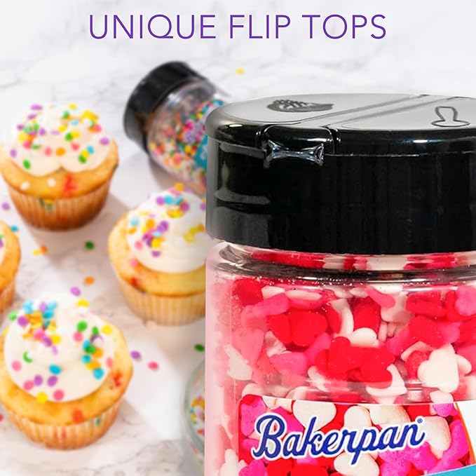 Bakerpan Quins Sprinkles for Cake Decorating - 4 Ounces - Gold Edible Confetti Sprinkles for Cupcakes, Ice Cream, Cookies, Cakes (Made in USA)