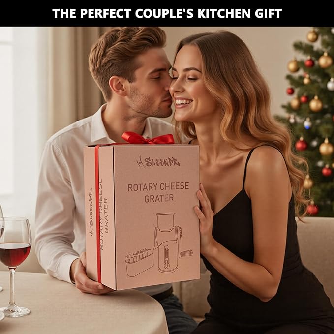 5 in 1 Rotary Cheese Grater Vegetable Slicer with Handle - Upgraded Hand Crank Cheese Grater with Handle and Strong Suction Base, Multi-Purpose Vegetable Slicer with 5 Well-Designed Blades